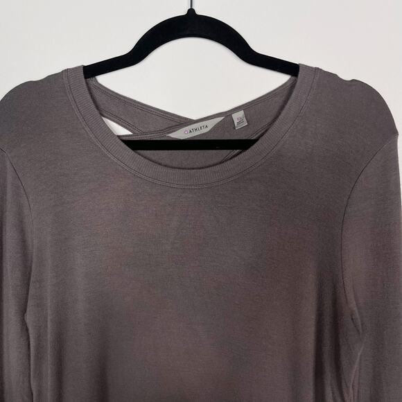 Athleta XSmall Gray Coaster Go To Sweatshirt Cutout Tunic Pullover Modal Stretch - Picture 3 of 12